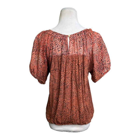 Loft orange animal print short sleeves blouse size XSP - Picture 2 of 7